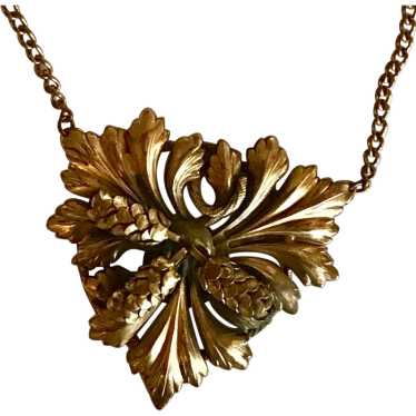 Vintage Arts and Crafts Brass Pinecone Necklace