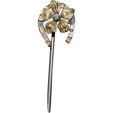 Horseshoe & Flower Stick / Lapel / Scarf Pin