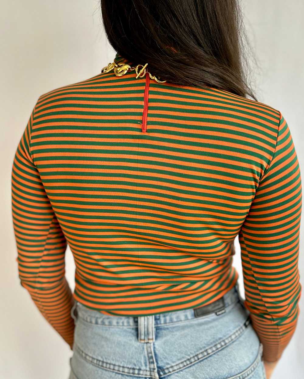 1970s Vintage Orange and Green Striped Turtleneck - image 3