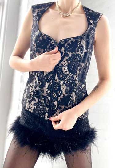 French illusion lace corset top