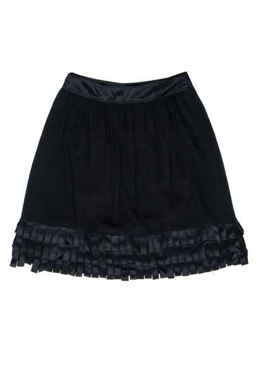 Burberry - Black Silk Skirt w/ Chunky Fringe Hem S