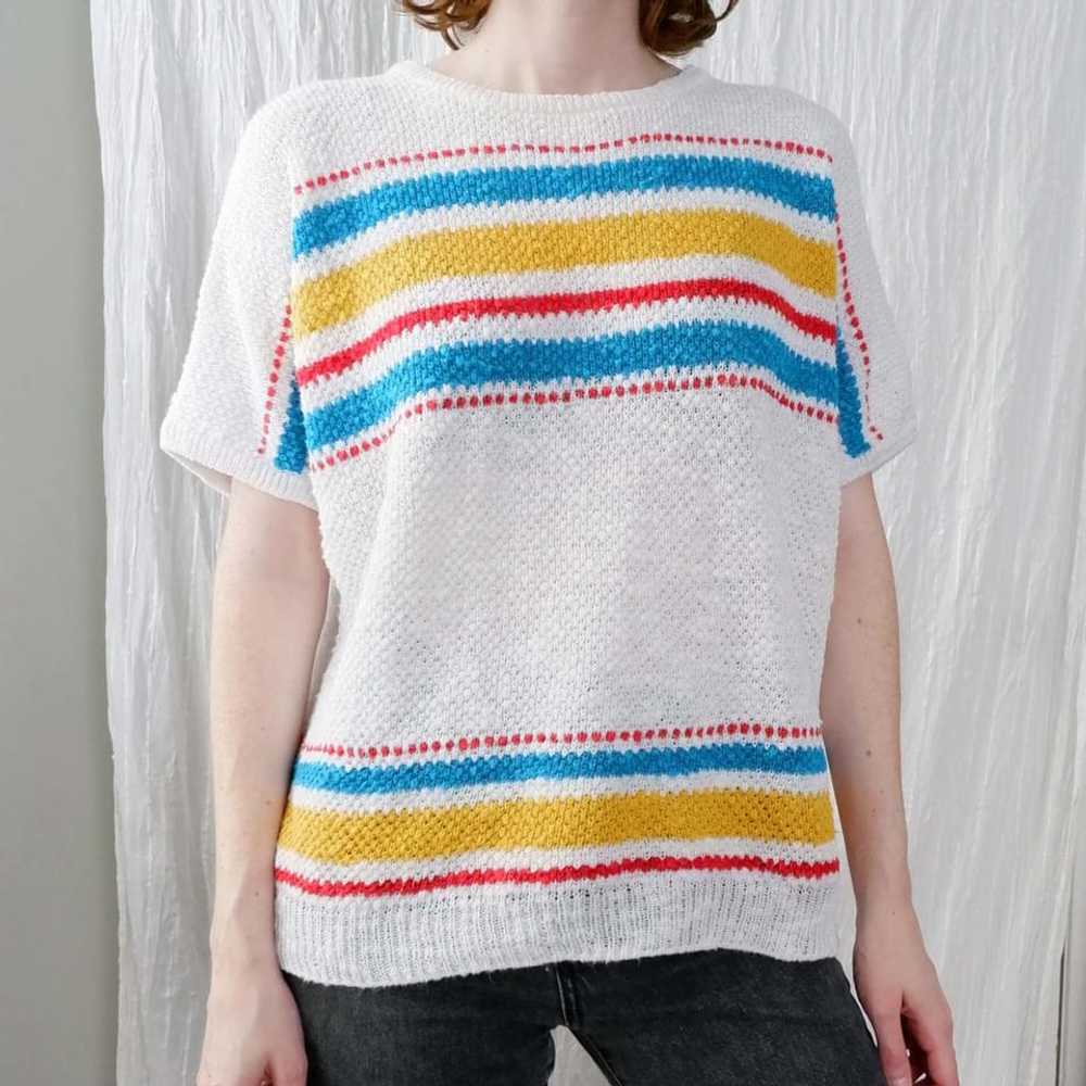 Rafaella 80s cream striped pullover sweater (Medi… - image 1