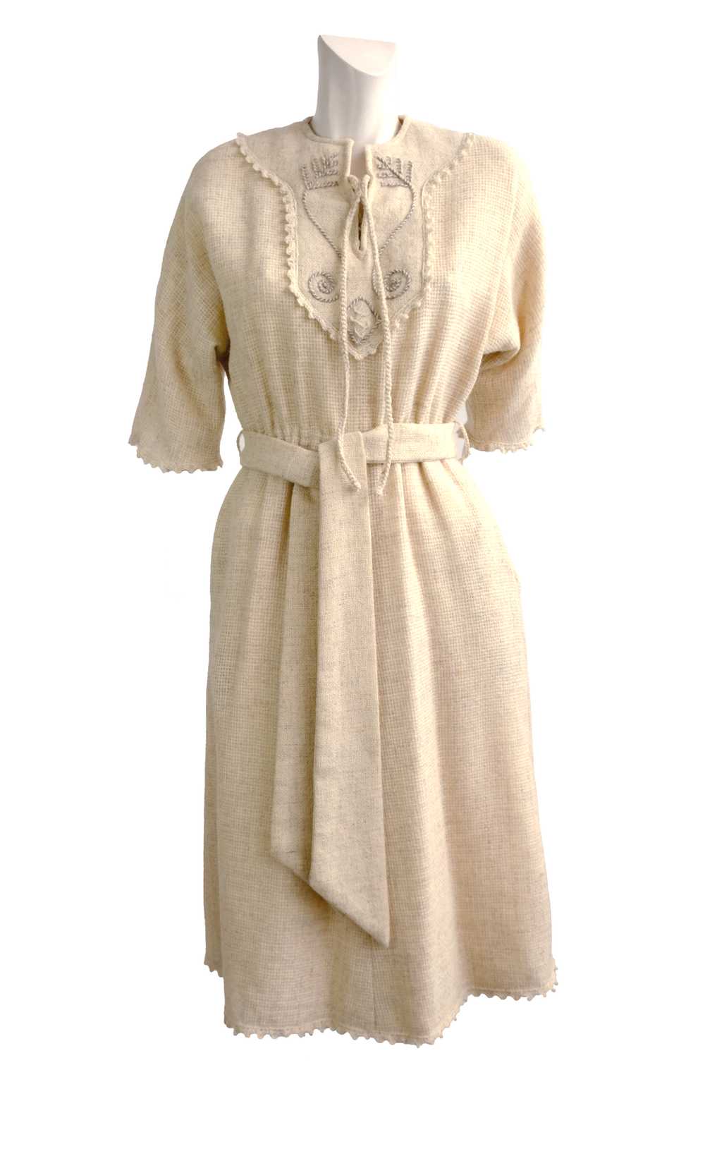 Anna Roose 1970s Vintage Dress in Loose Weave Woo… - image 1