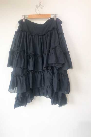 Hache Black Tiered Ruffle Skirt
