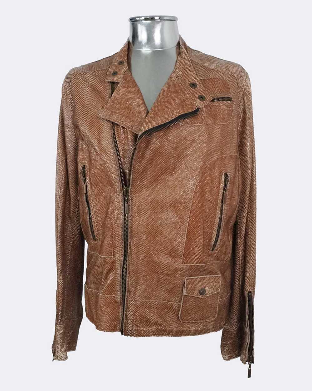 Just Cavalli Snakeskin Leather Biker Jacket - image 1