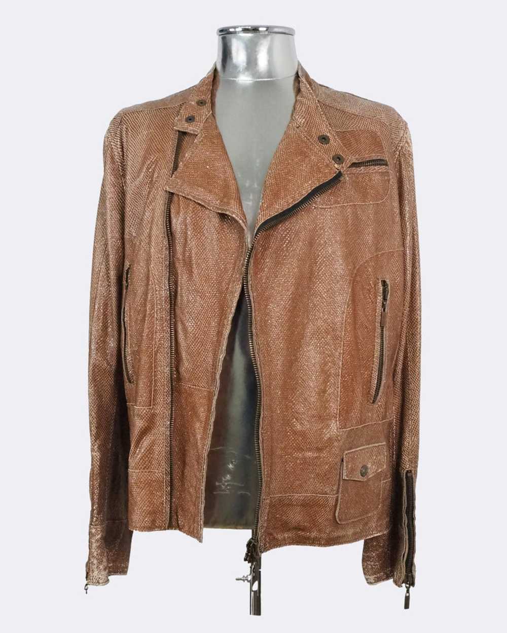 Just Cavalli Snakeskin Leather Biker Jacket - image 6