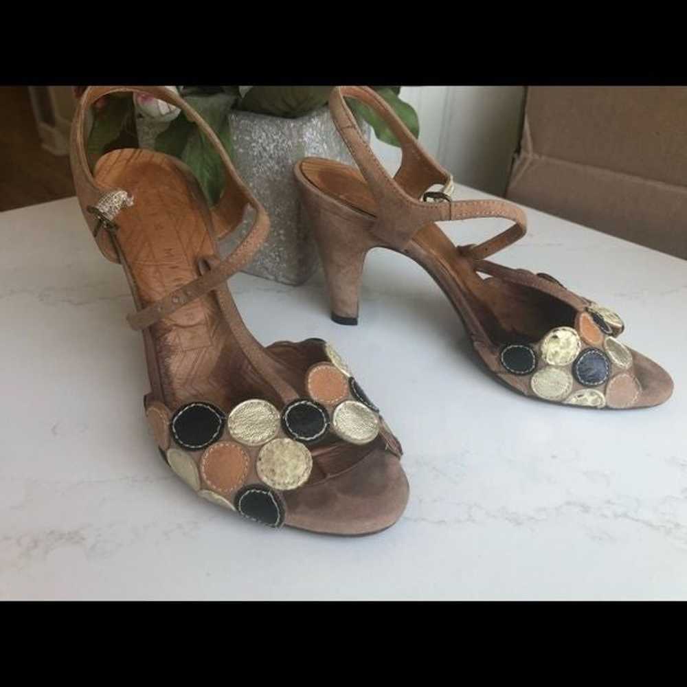 Chie Mihara Suede & Leather Vintage Peep-Toe Heel… - image 1