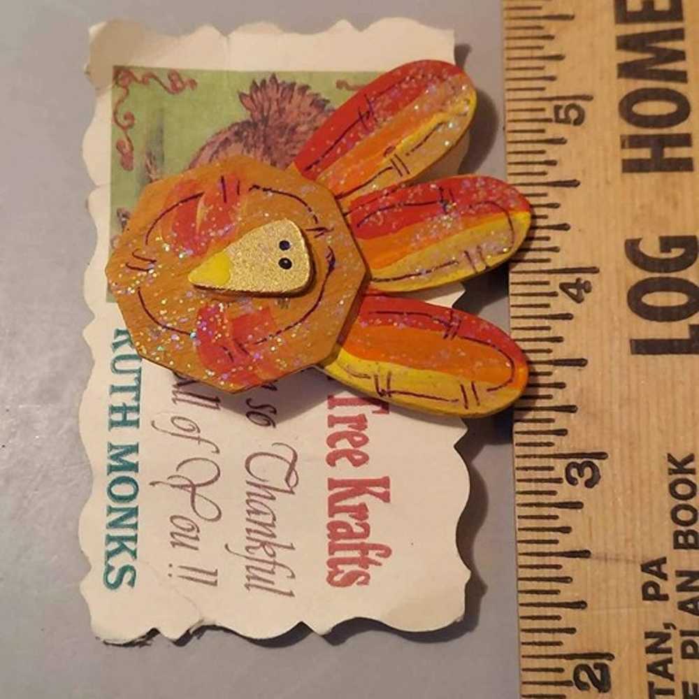 Vintage Handmade Turkey Pin by Elm Tree Krafters - image 3