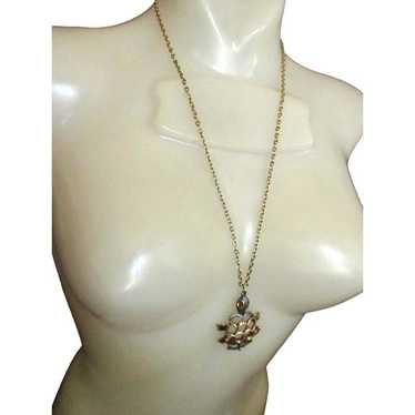 Vintage 1970s Turtle Chain Necklace 24" GROOVY GO… - image 1