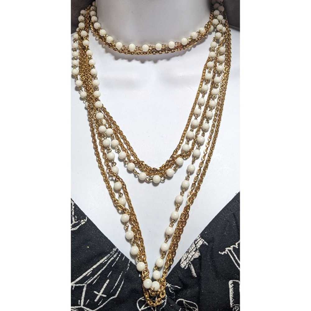 Vintage Napier Beaded Chain Opera Necklace - image 5