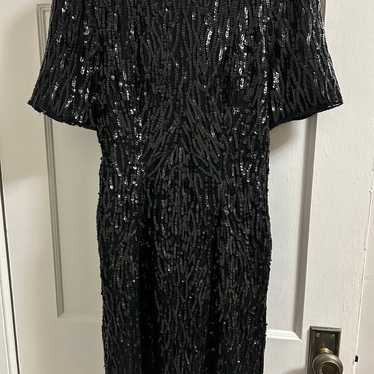 VINTAGE Silk and Sequin black dress, size 6 - image 1