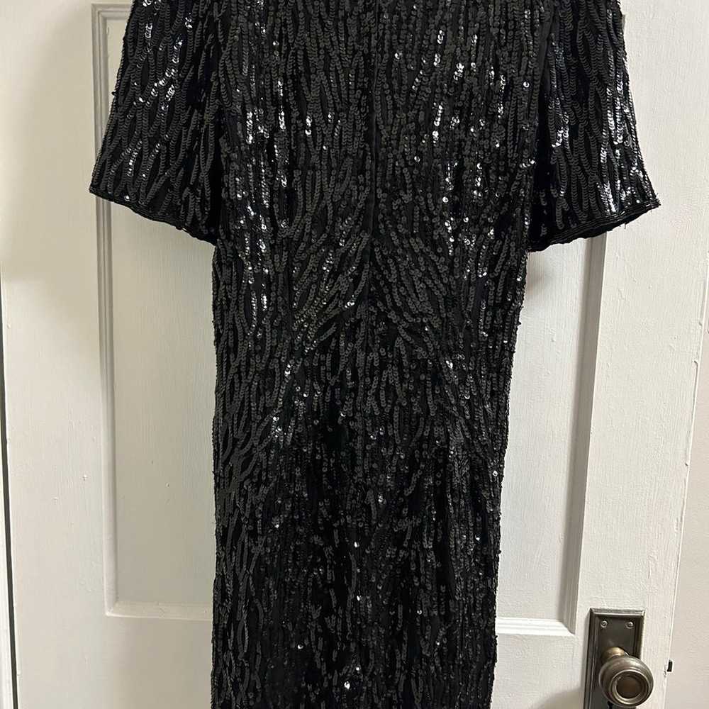 VINTAGE Silk and Sequin black dress, size 6 - image 2