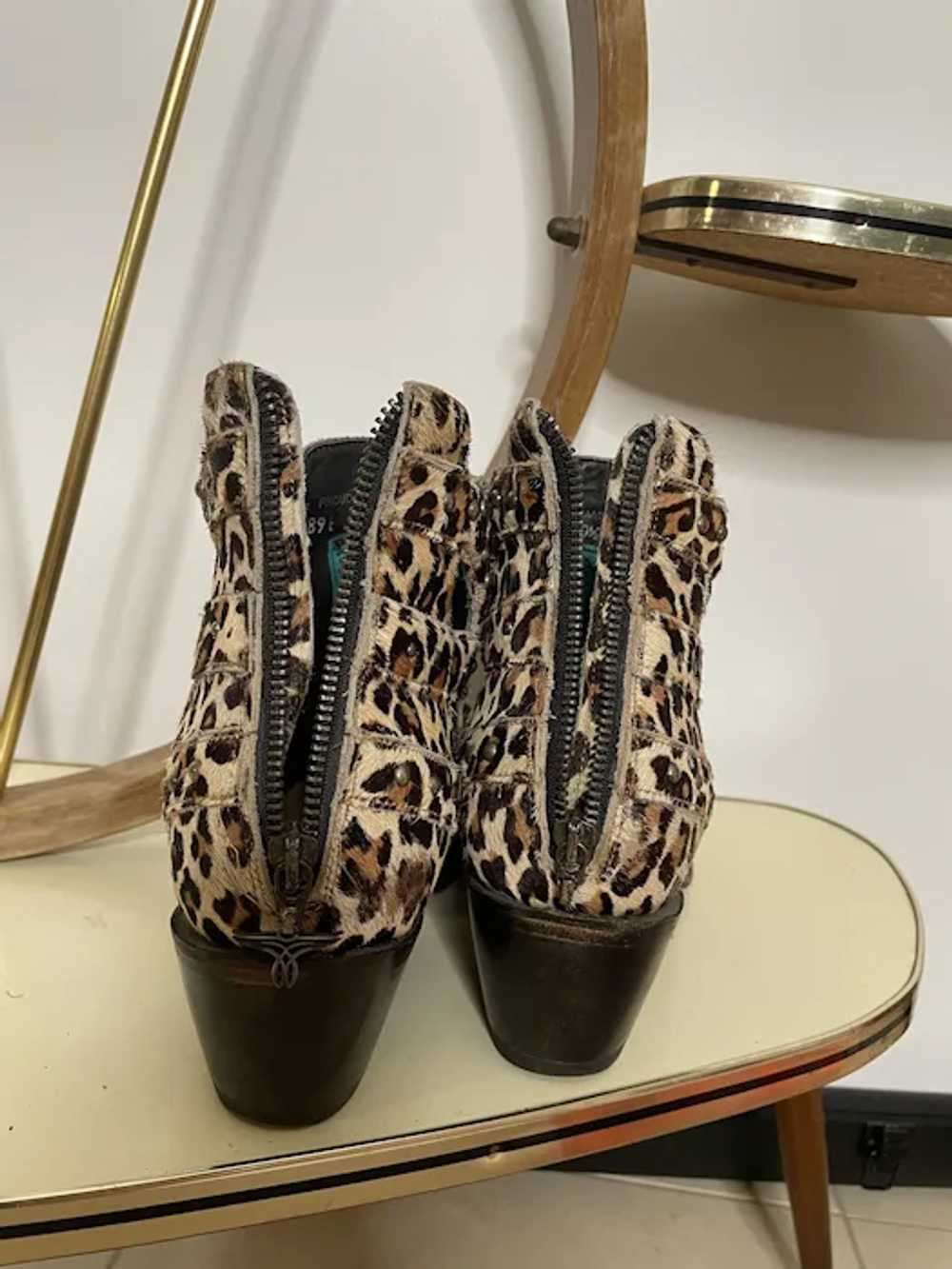Leopard Print Pony Fur Leather Western Boots Prin… - image 10
