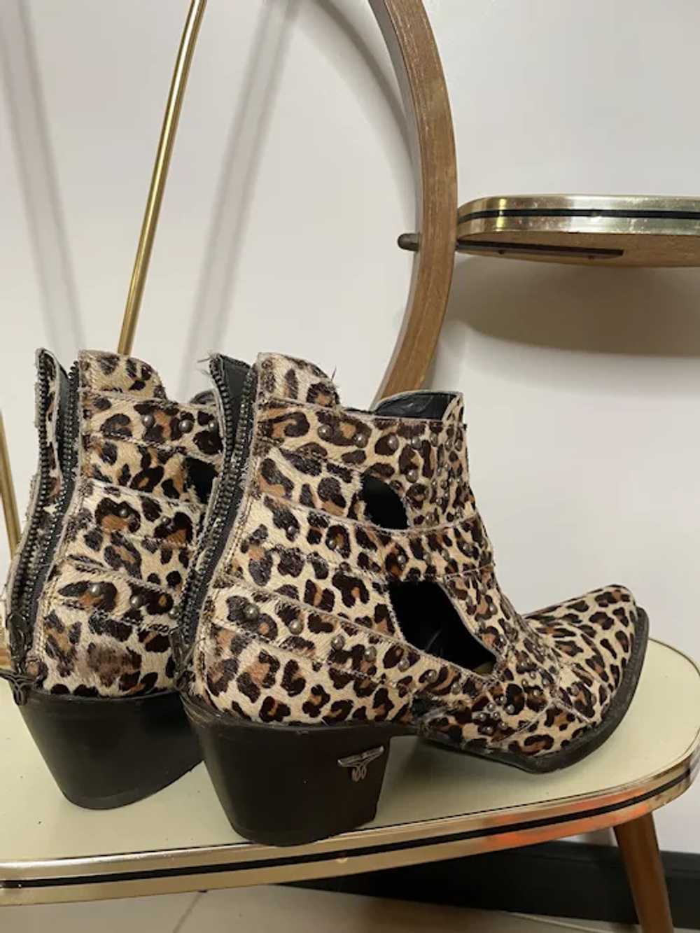 Leopard Print Pony Fur Leather Western Boots Prin… - image 6