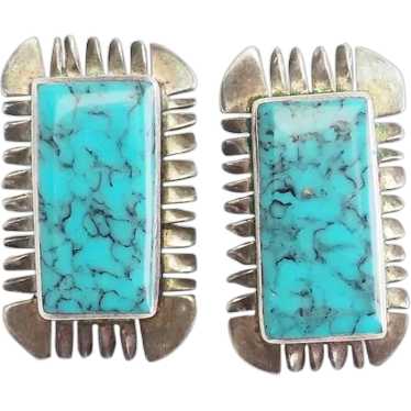 Gorgeous rectangle sterling silver turquoise vinta