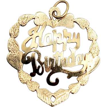 Vintage 14 KT Gold Happy Birthday Hallmarked Char… - image 1