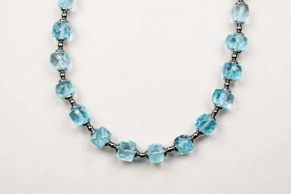 Blue topaz necklace, faceted gemstone crystal cho… - image 11