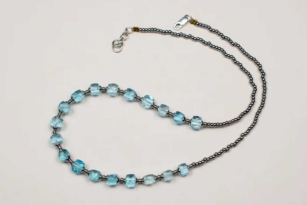 Blue topaz necklace, faceted gemstone crystal cho… - image 12