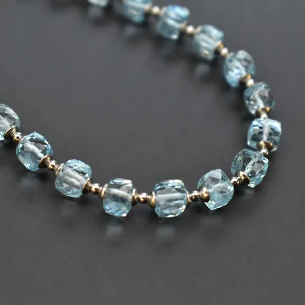 Blue topaz necklace, faceted gemstone crystal cho… - image 2