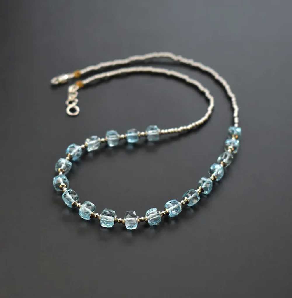 Blue topaz necklace, faceted gemstone crystal cho… - image 6