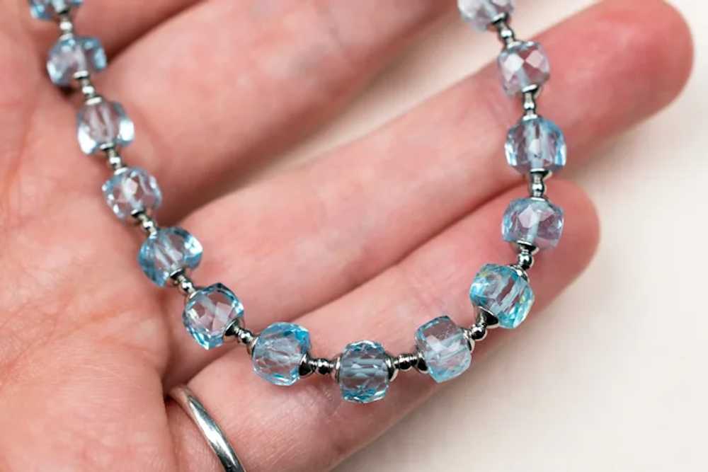 Blue topaz necklace, faceted gemstone crystal cho… - image 7