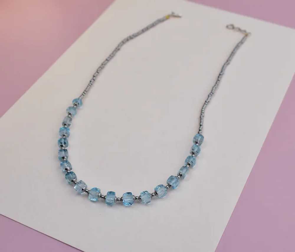 Blue topaz necklace, faceted gemstone crystal cho… - image 9