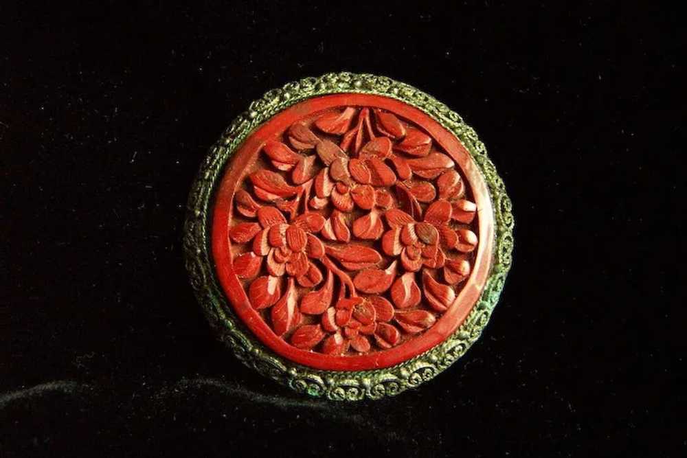 Circa 1930s Chinese export large carved cinnabar … - image 8