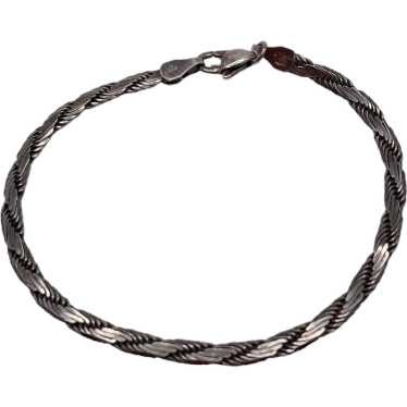 Vintage Italian Sterling Silver Braided Chain Bra… - image 1