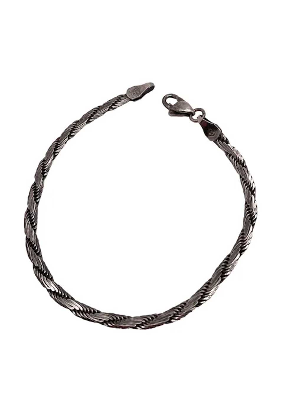 Vintage Italian Sterling Silver Braided Chain Bra… - image 5