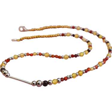 Colorful multi stone bar necklace, unusual tiny g… - image 1