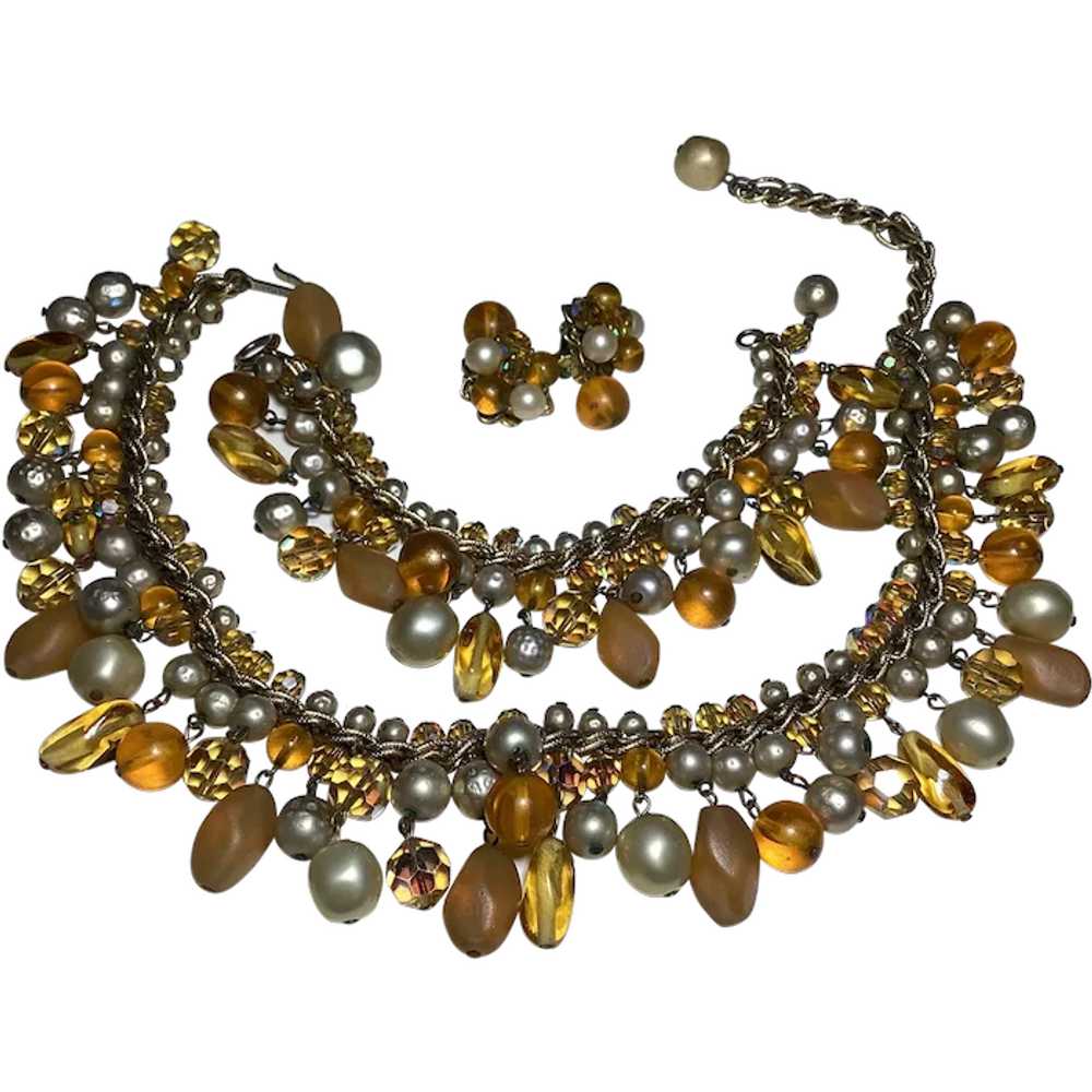Demario Signed necklace, bracelet, clip earring, … - image 1