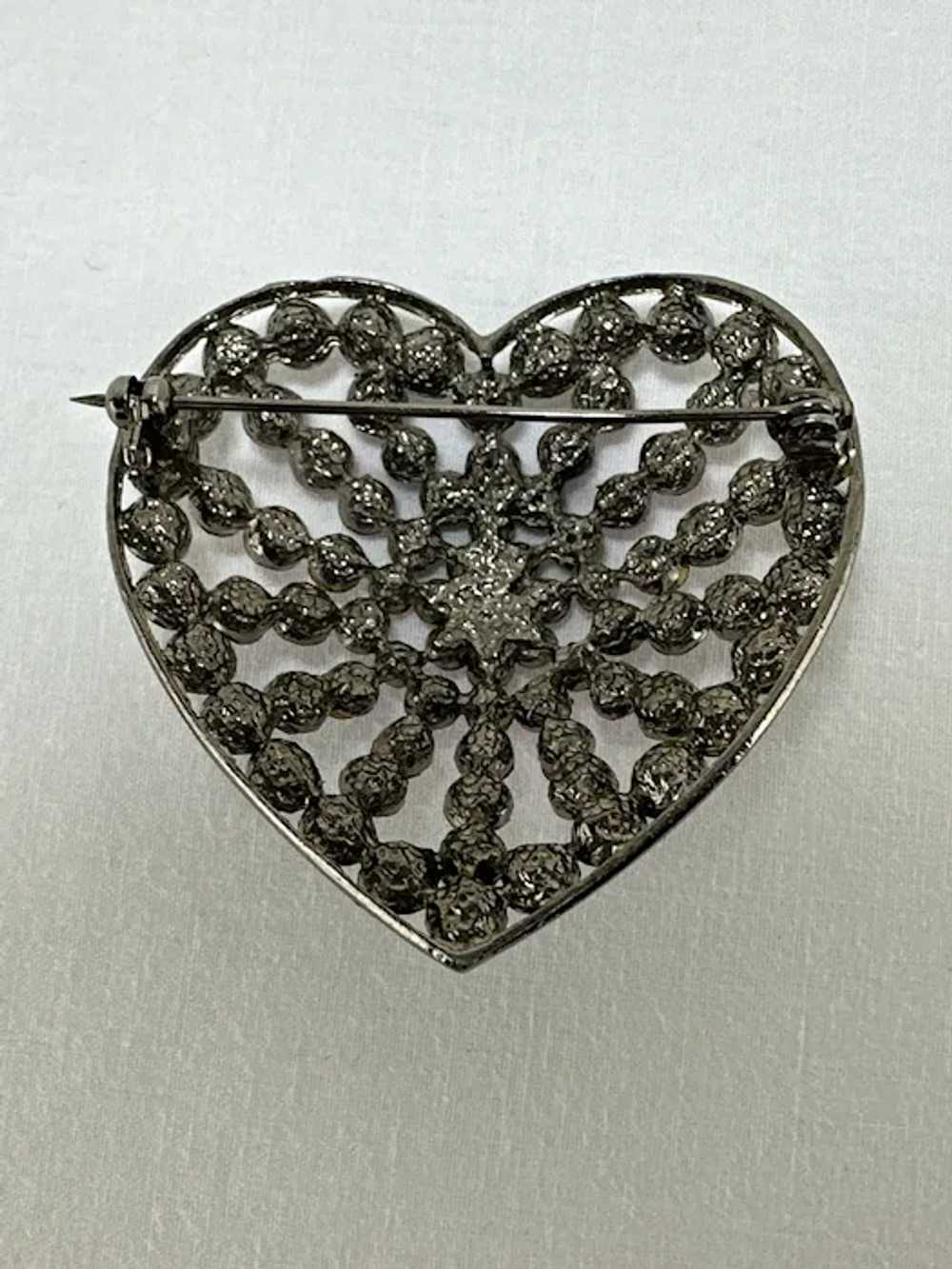 Red Heart Brooch with AB Rhinestones - image 5