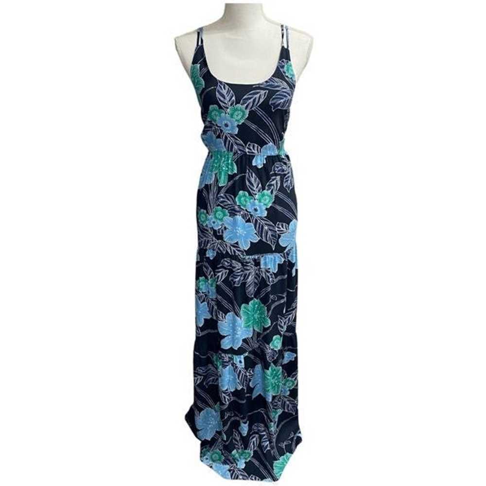 Ann Taylor LOFT Blue Floral Floral Criss Cross Ba… - image 3