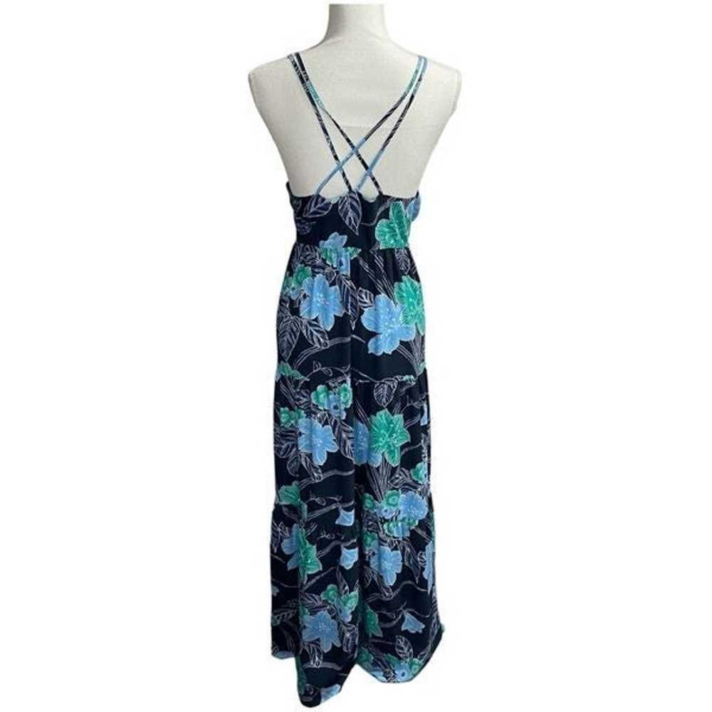 Ann Taylor LOFT Blue Floral Floral Criss Cross Ba… - image 4