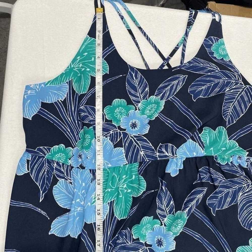 Ann Taylor LOFT Blue Floral Floral Criss Cross Ba… - image 9