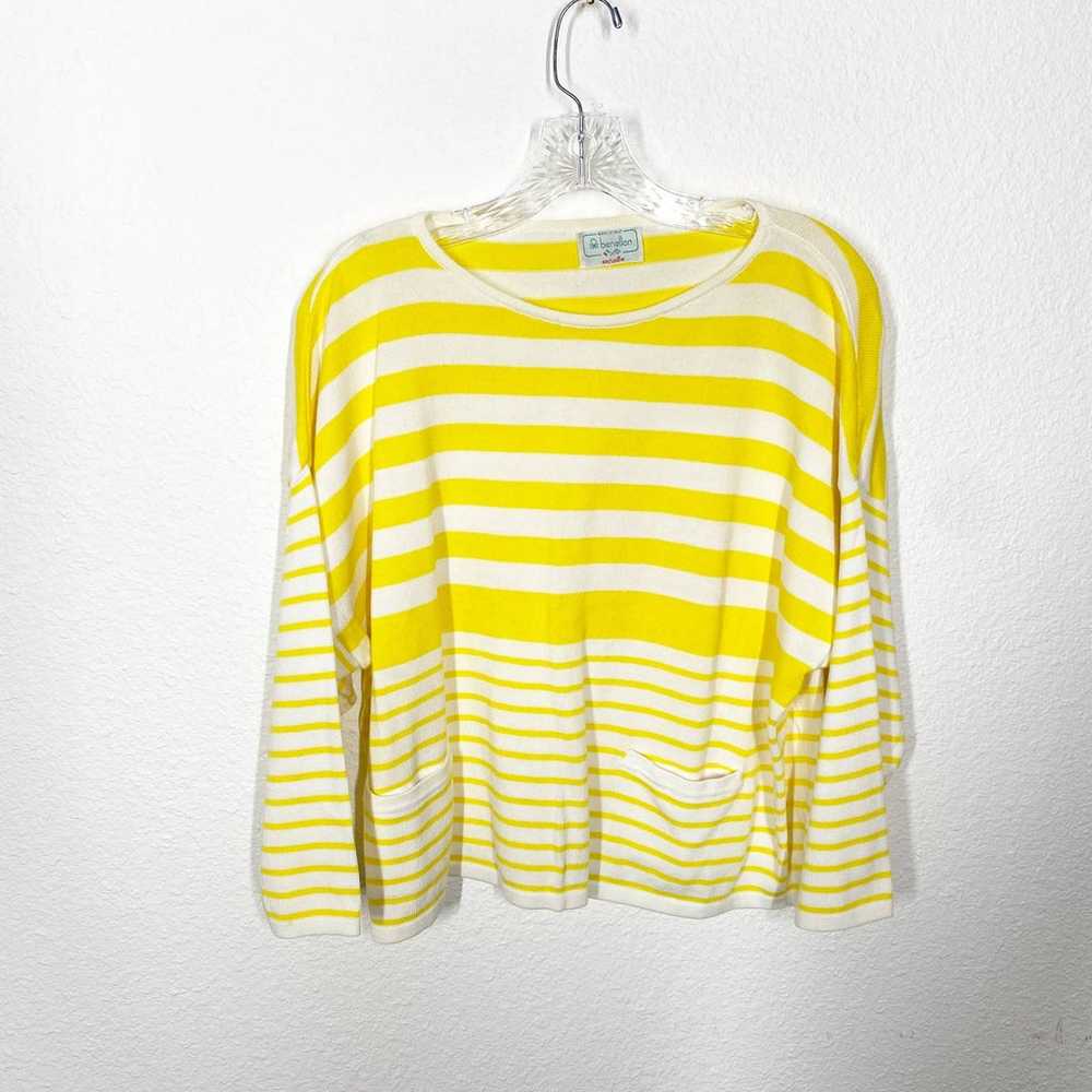 Vintage 70s United Colors of Benetton Striped Yel… - image 1