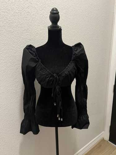 Other Cropped Black Tye up Blouse