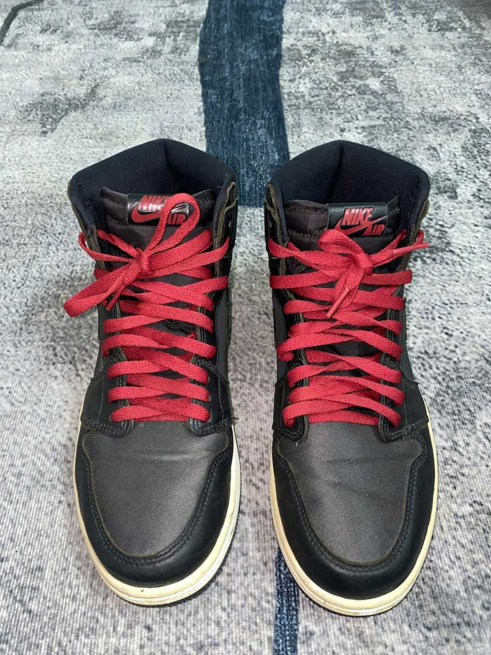 Nike AJ1 High Retro OG Black Satin Gym Red - image 3