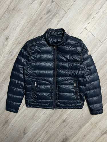 Quilted nylon full-zip down jacket with eagle logo patch