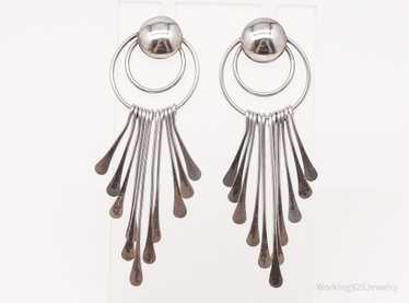 Vintage Modernist Style Silver Earrings - image 1