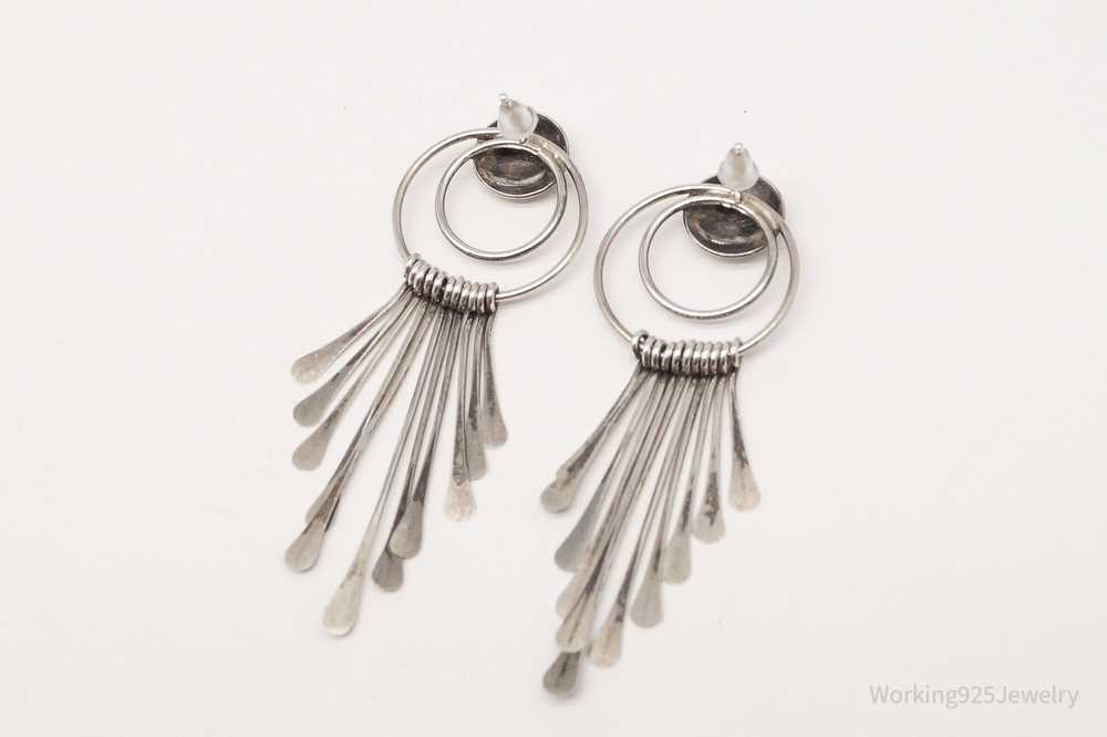 Vintage Modernist Style Silver Earrings - image 5