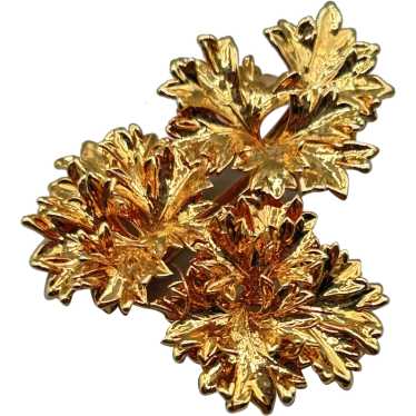 Gold Dipped Parsley Leaf Brooch Vintage Popular Le