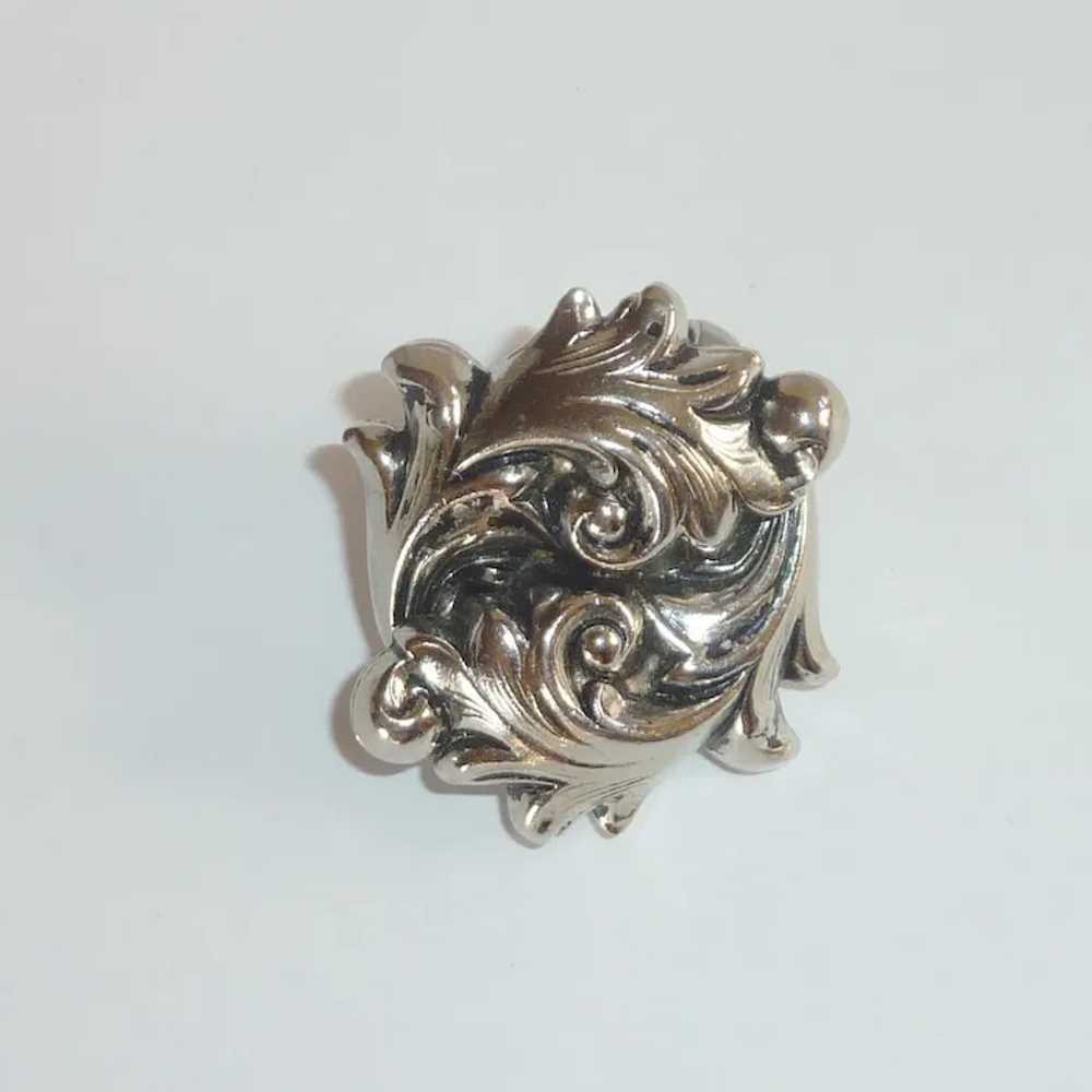 Silver Tone Leaf Clip On Earrings - image 2