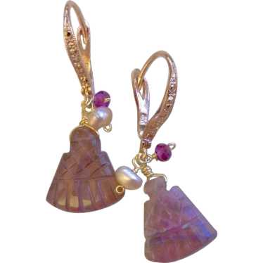 Tourmaline Earrings, Rose Gold Earrings, sparklin… - image 1