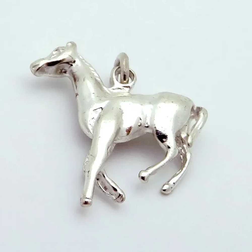 Vintage Sterling Silver 3D Equestrian Horse Charm - image 2