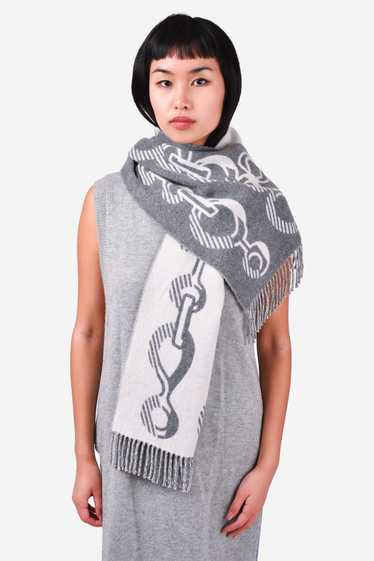 Hermes Grey Chain Printed Double Face Cashmere Fri