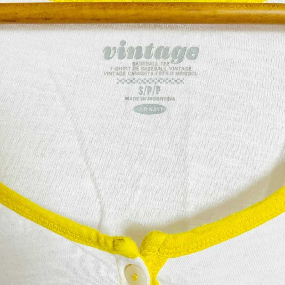 Old Navy Vintage Baseball Tee Size S Yellow White… - image 3