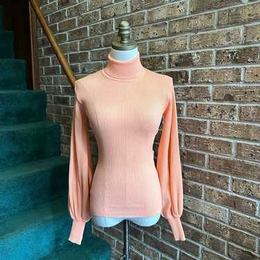 VTG 70s Retro Fitted Orange Pastel Balloon Sleeve… - image 1