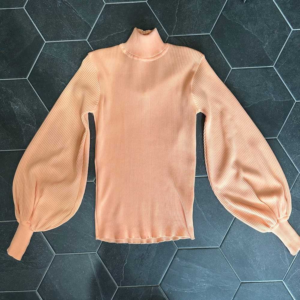 VTG 70s Retro Fitted Orange Pastel Balloon Sleeve… - image 9