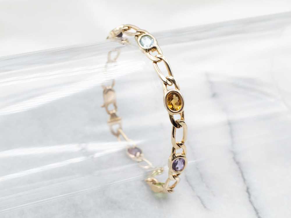 Rainbow Gemstone Link Bracelet - image 1